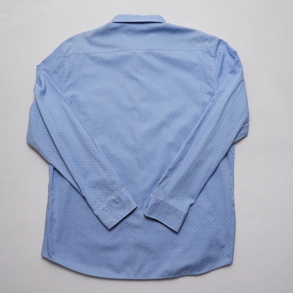 Craft + Flow Button Front Mens XXL Blue Micro Geometric Long Sleeve Shirt - Picture 11 of 14
